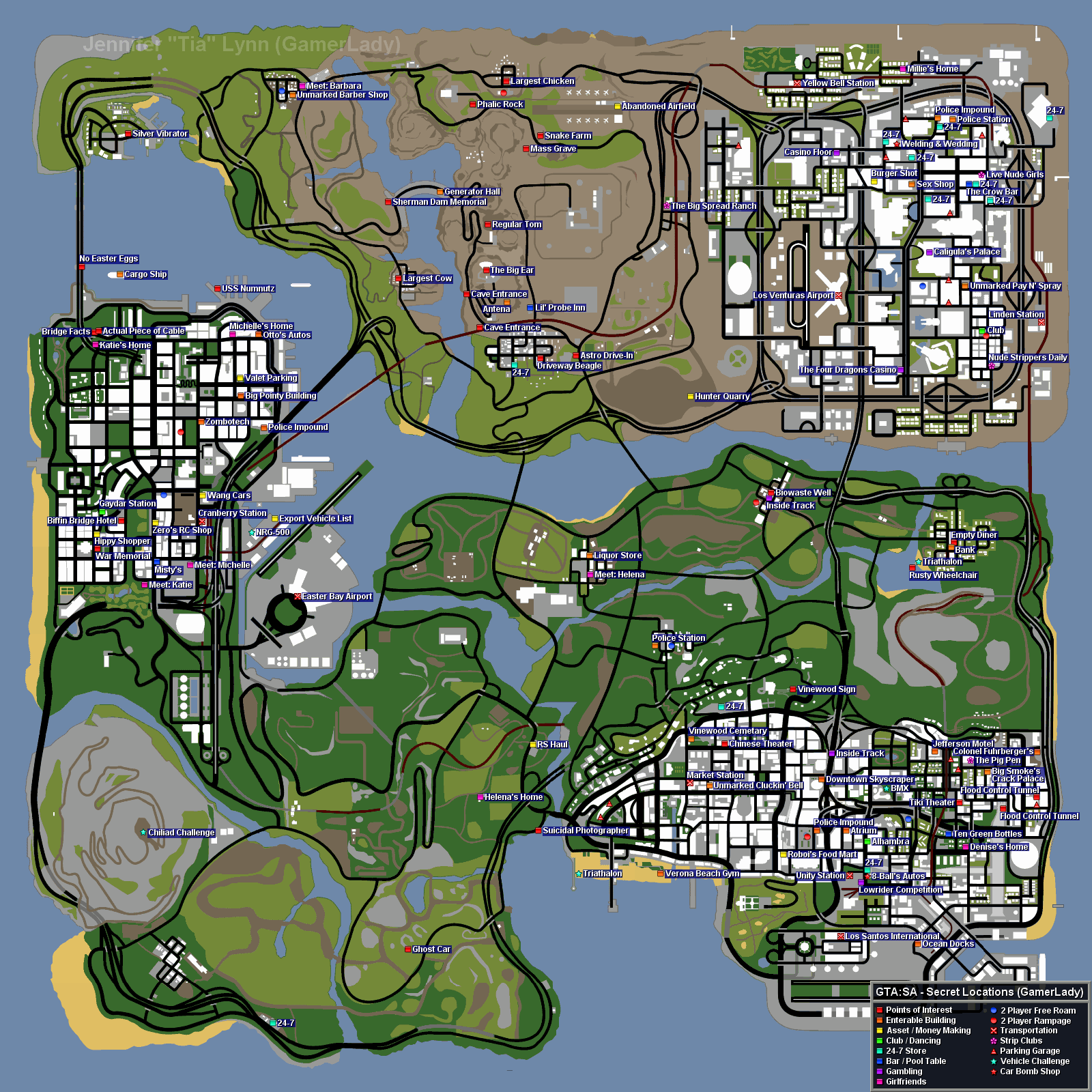 Карта секретов в GTA San Andreas для ГТА Сан Андреас