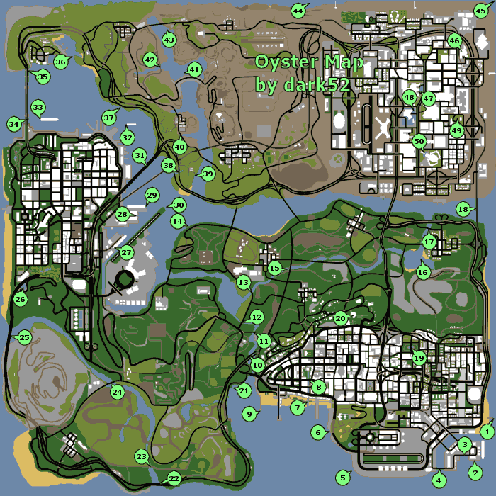 Карта раковин в GTA San Andreas