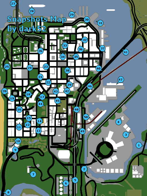 Карта снимков в GTA San Andreas для ГТА Сан Андреас